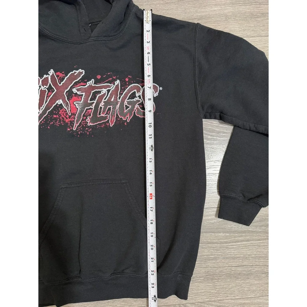 Six Flags Mens Sweater S Evil Jester Hoodie Black Fright Fest Clown Pullover